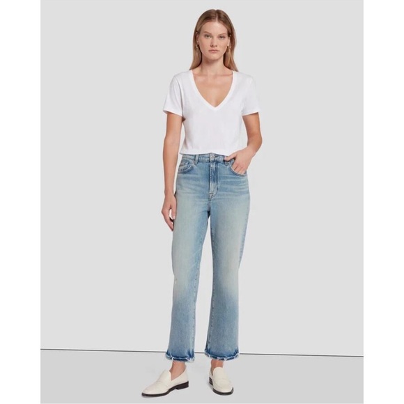 7 For All Mankind Logan Frost Stovepipe Jean with Fold Up Hem Size 26 - Picture 1 of 15